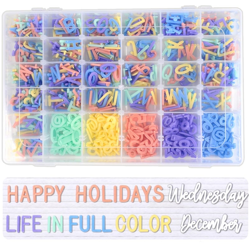 Big Role Letter Board Letters Only, 3/4 Inch Colored Plastic Letters for Felt Letter Board Sign (760 Characters in 5 Colors) in Organizer, Multicolor Pre-cut Letterboard Letters for Changeable Message Board - Image 1